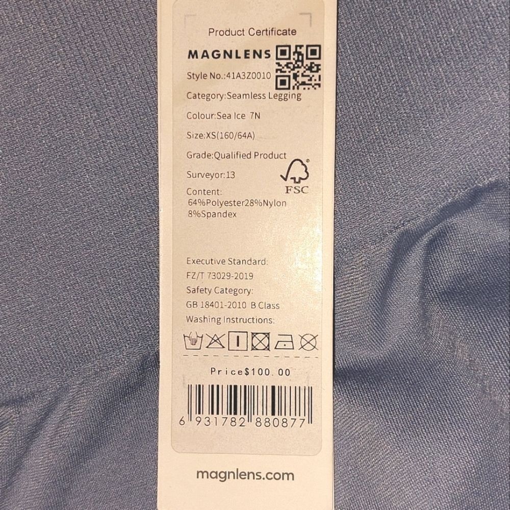NWT MAGNLENS Women's Active Gym Yoga Textured Seamless Leggings Sea Ice Size XS - Picture 8 of 12